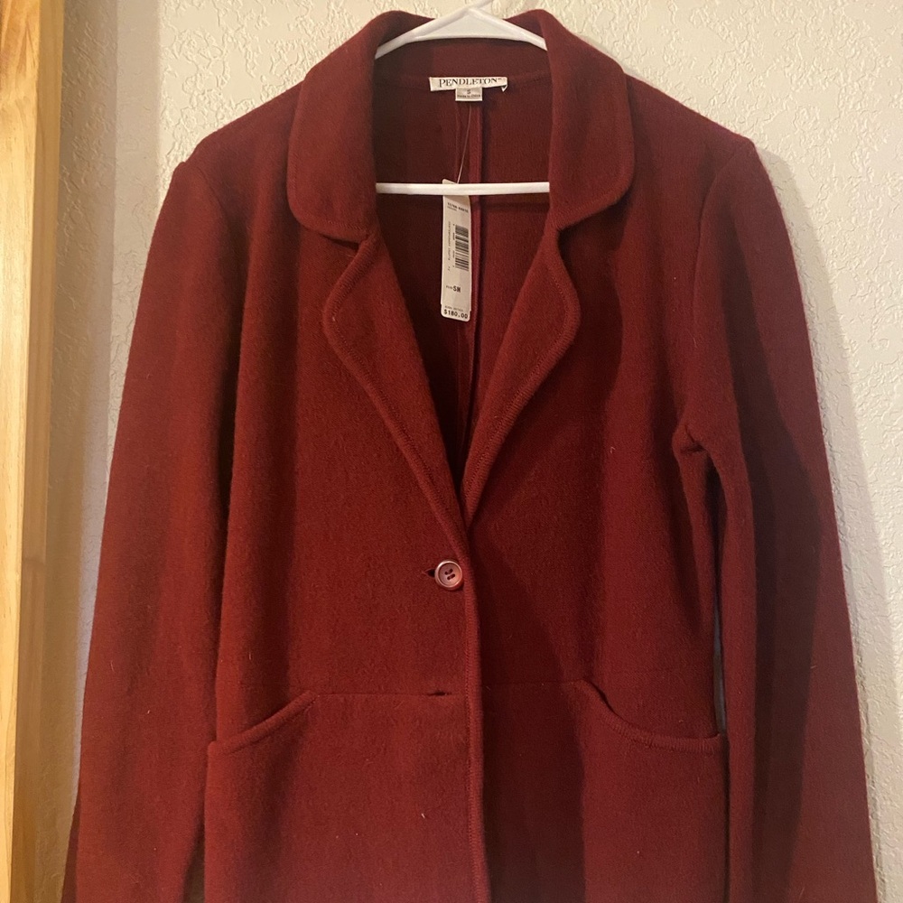 Pendleton Lambswool Women's Burgundy Coat size S NWT